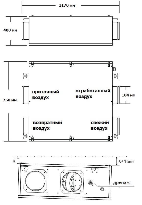 размеры приточно-вытяжной установки габариты