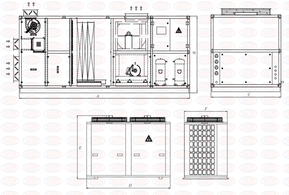 Габариты на канальный осушитель Daksen серии CSD Габаритные размеры на канальный осушитель Daksen серии CSD