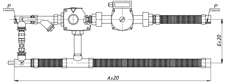Размеры смесительного узла Korf SUR 110-16.0