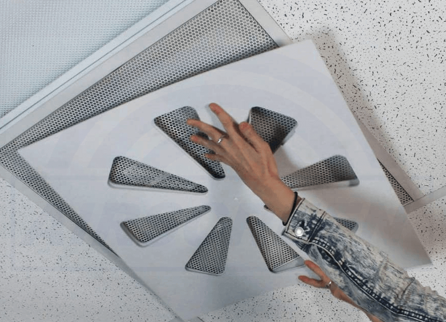 Внешний регулятор расхода для решеток и диффузоров Внешний регулятор расхода воздуха для потолочных решеток и диффузоров